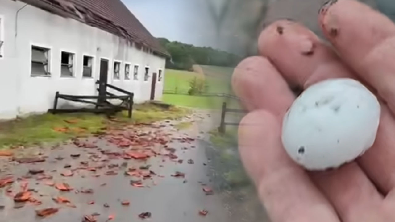 Vetrolom med današnjim neurjem malo pred 15. uro, ki je v Sveti Ani povzročil veliko gmotno škodo