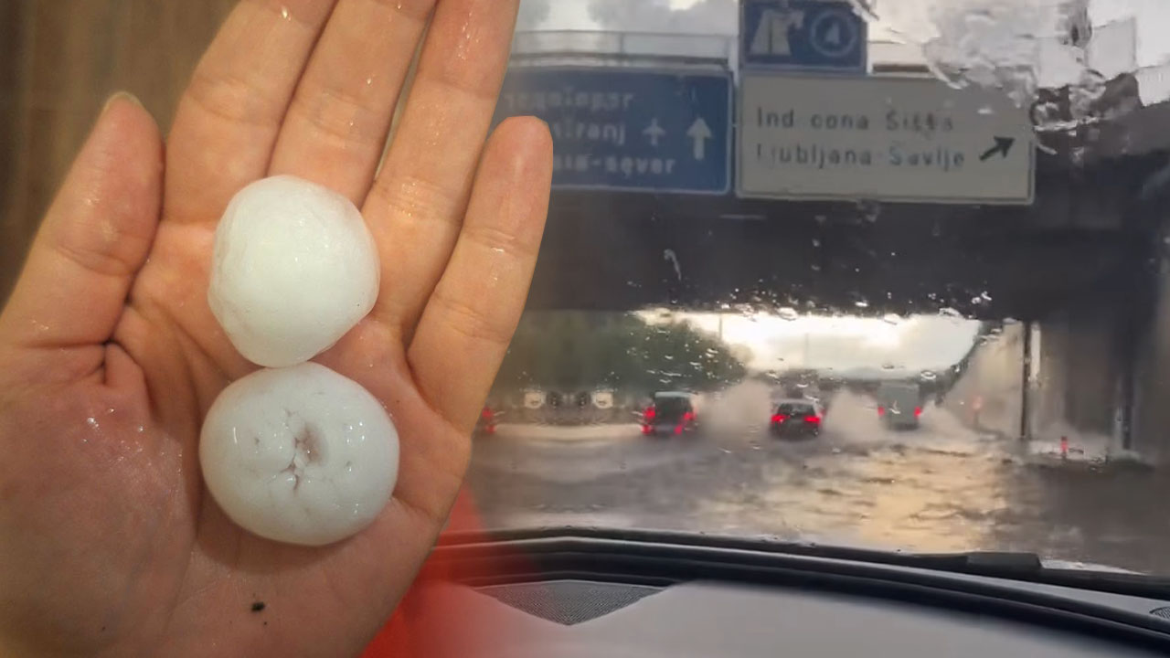 Debelejša toča v okolici Medvod, številne ulice v Ljubljani pod vodo