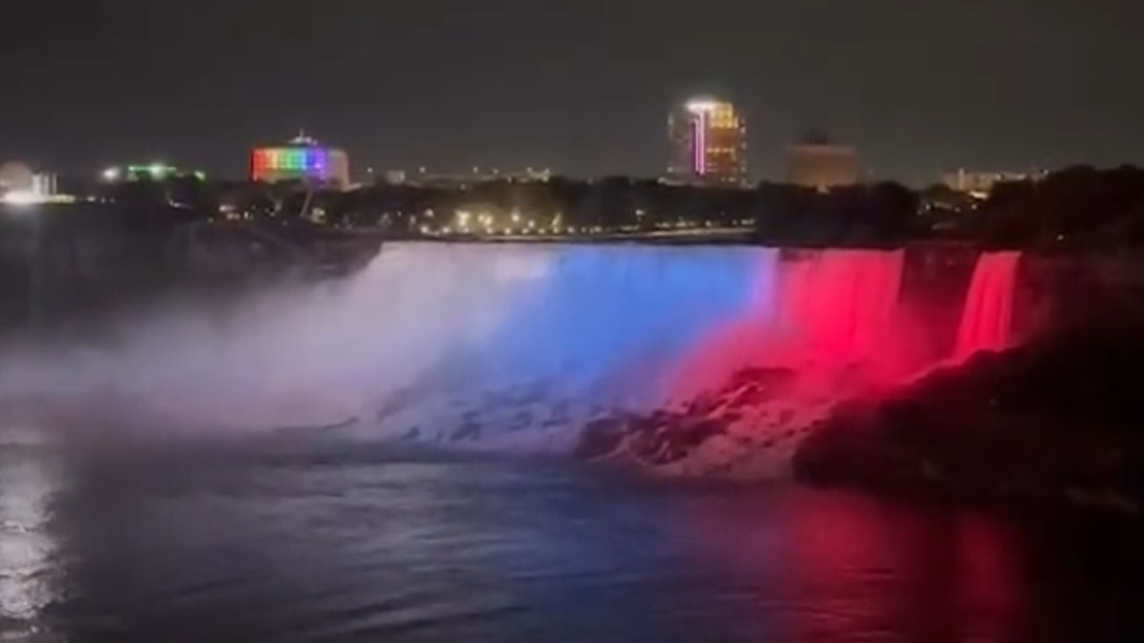 Niagarski slapovi so zasvetili v barvah slovenske zastave