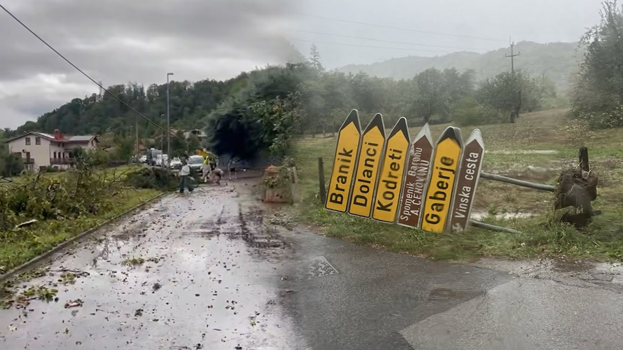 Odstranjevanje posledic med včerajšnjim tornadom, ki je prizadel območje občine Komen