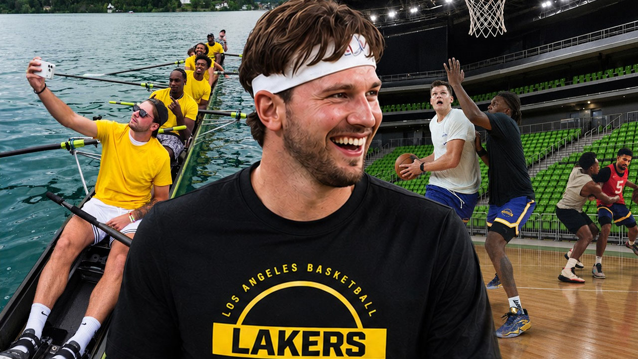 Luka Dončić s soigralci iz Lakersov na obisku v Sloveniji