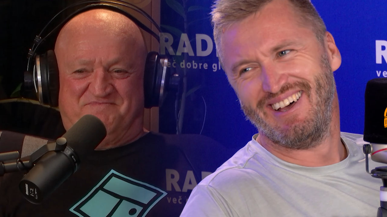 Martin Strel in Denis Avdić v studiu Radia 1